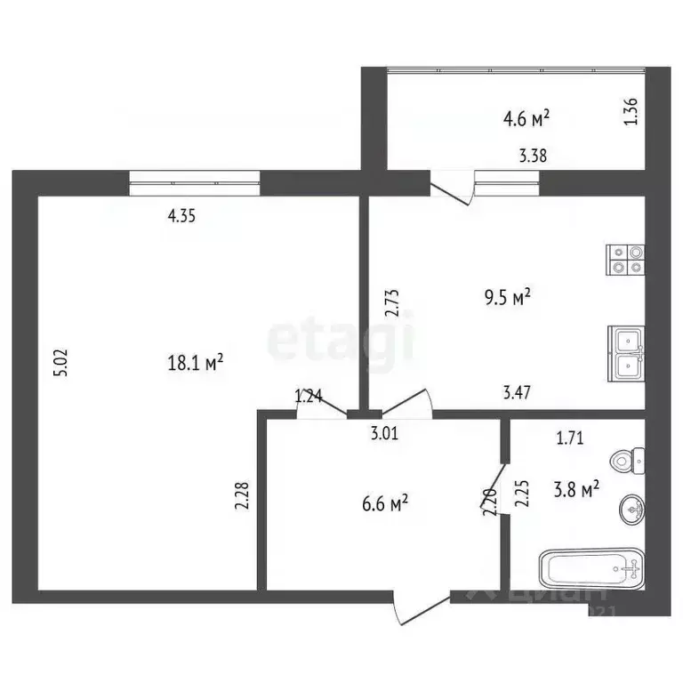 1-к кв. Костромская область, Кострома ул. Коммунаров, 4А (40.5 м) - Фото 2