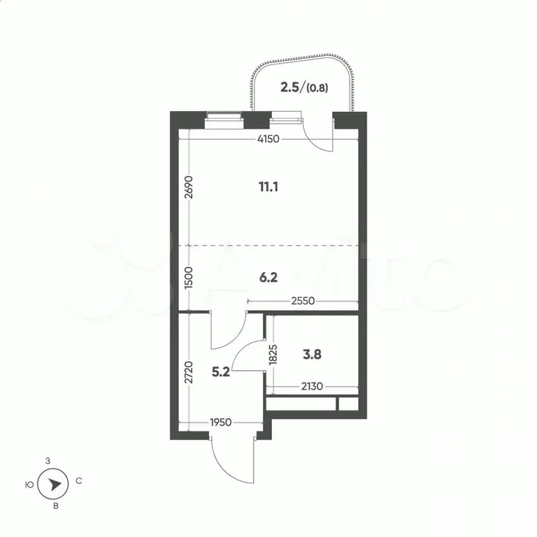 Квартира-студия, 27,1 м, 6/15 эт. - Фото 1