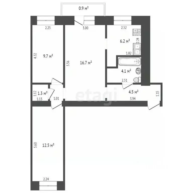 3-к кв. Марий Эл, Йошкар-Ола Красноармейская ул., 53 (56.1 м) - Фото 0