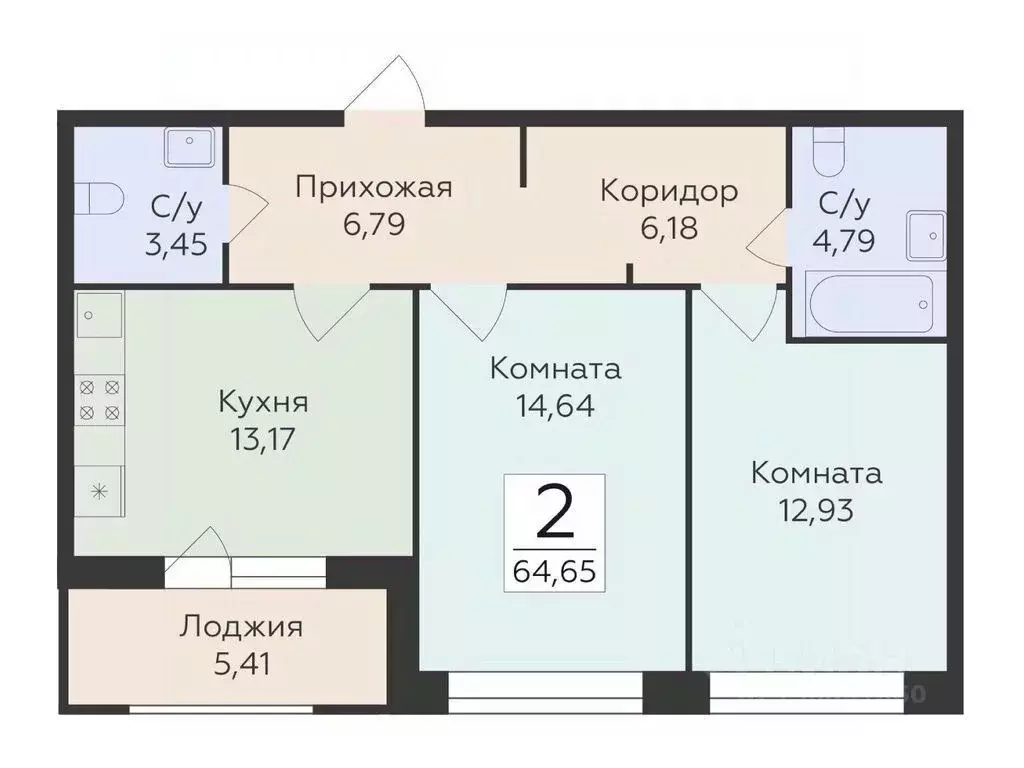2-к кв. Воронежская область, Воронеж ул. Матросова, 60 (64.65 м) - Фото 0