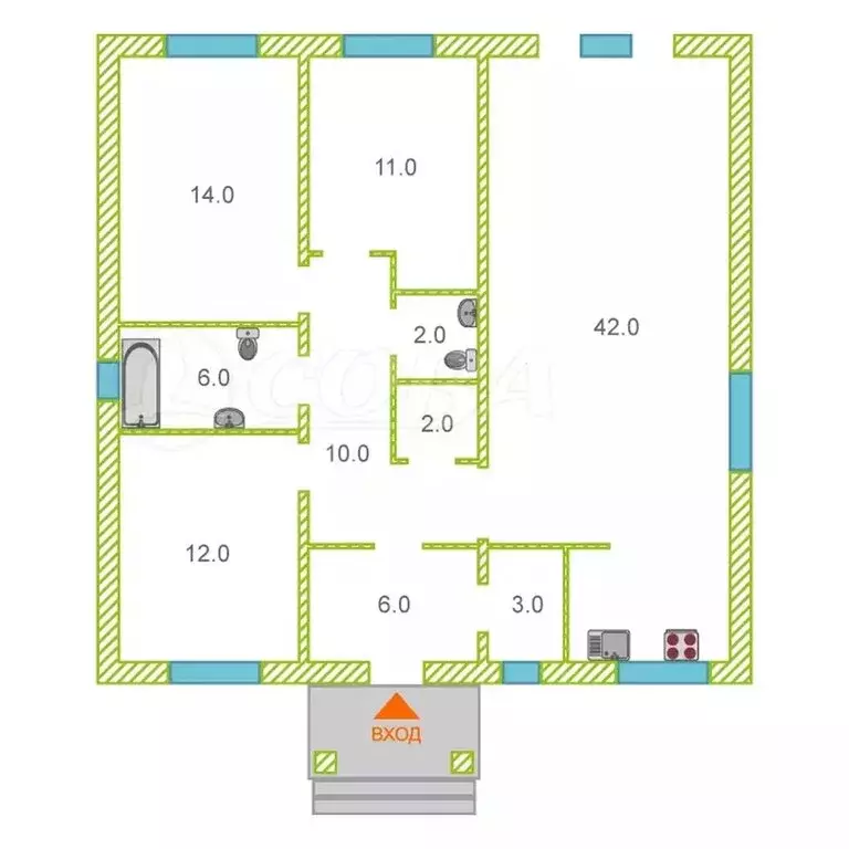 Дом в Тюменский муниципальный округ, село Перевалово (108 м) - Фото 1