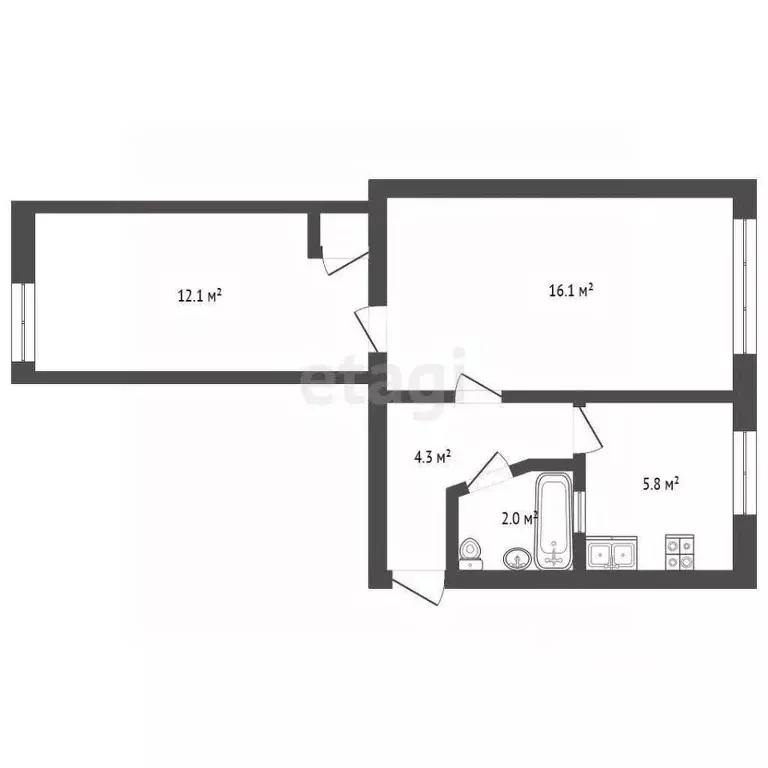 2-к кв. Крым, Саки ул. Ленина (41.0 м) - Фото 1