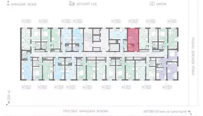Квартира-студия, 22,1 м, 7/23 эт. - Фото 1