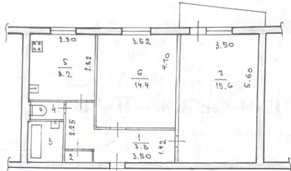 2-к. квартира, 55 м, 5/5 эт. - Фото 0