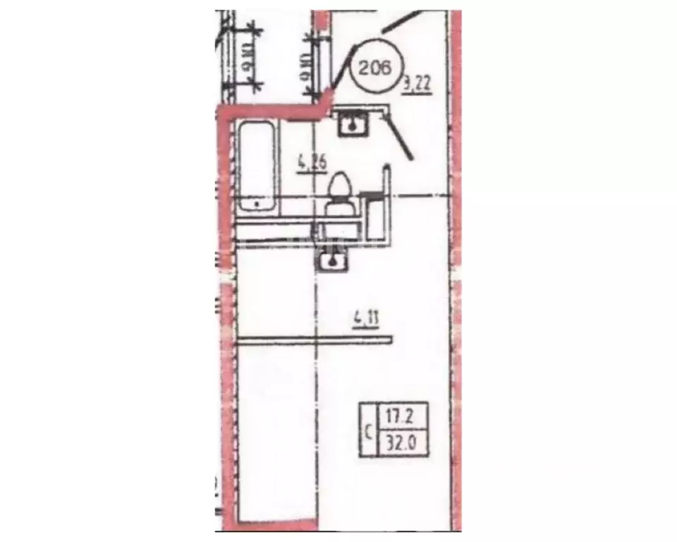 Студия Москва Рязанский просп., 2/1к2Б (32.2 м) - Фото 2