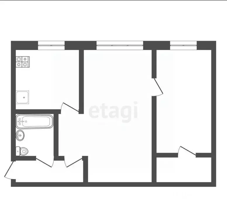 2-к кв. Тульская область, Тула ул. Галкина, 26 (43.4 м) - Фото 2