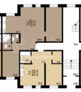 3-к. квартира, 72 м, 3/3 эт. - Фото 0
