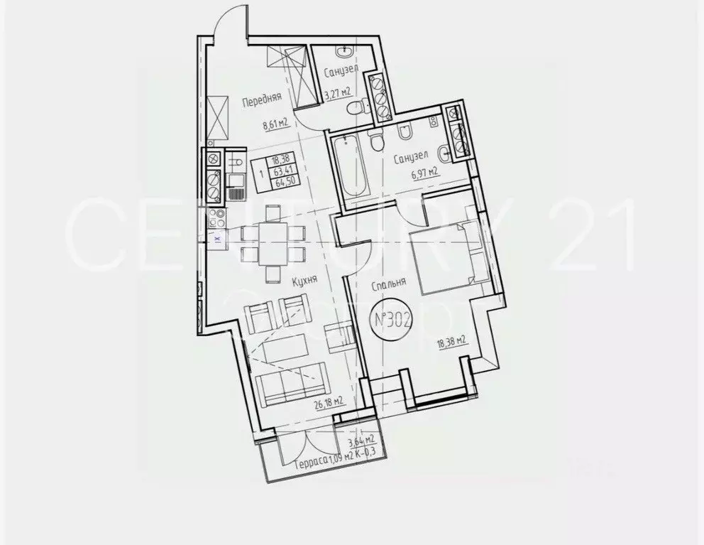 2-к кв. Калининградская область, Калининград Октябрьская ул., 12 (67.3 ... - Фото 2