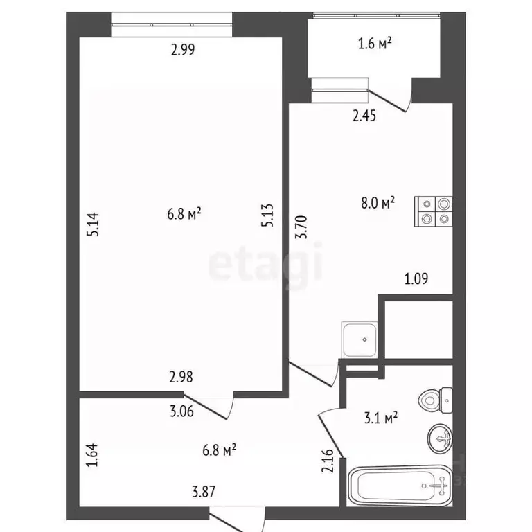 1-к кв. Санкт-Петербург Туристская ул., 23к1 (33.2 м) - Фото 2