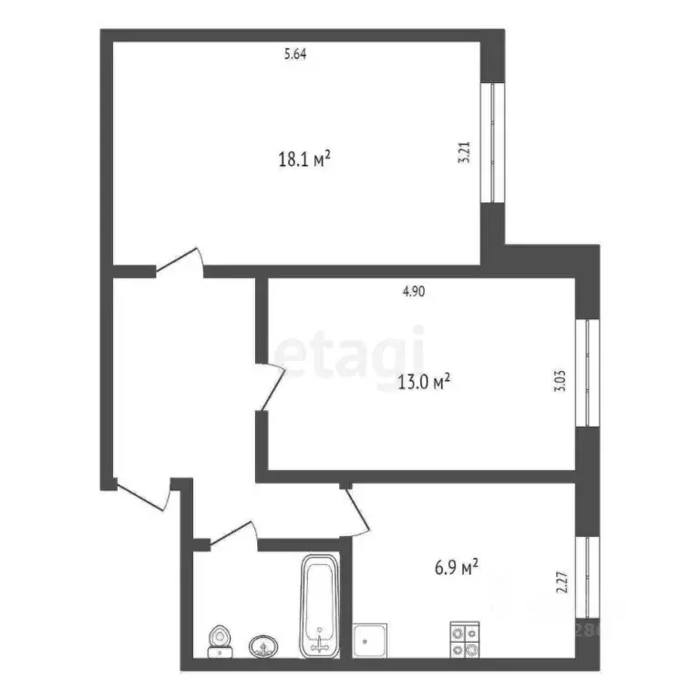 2-к кв. Калужская область, Калуга Тарутинская ул., 171к1 (50.1 м) - Фото 2