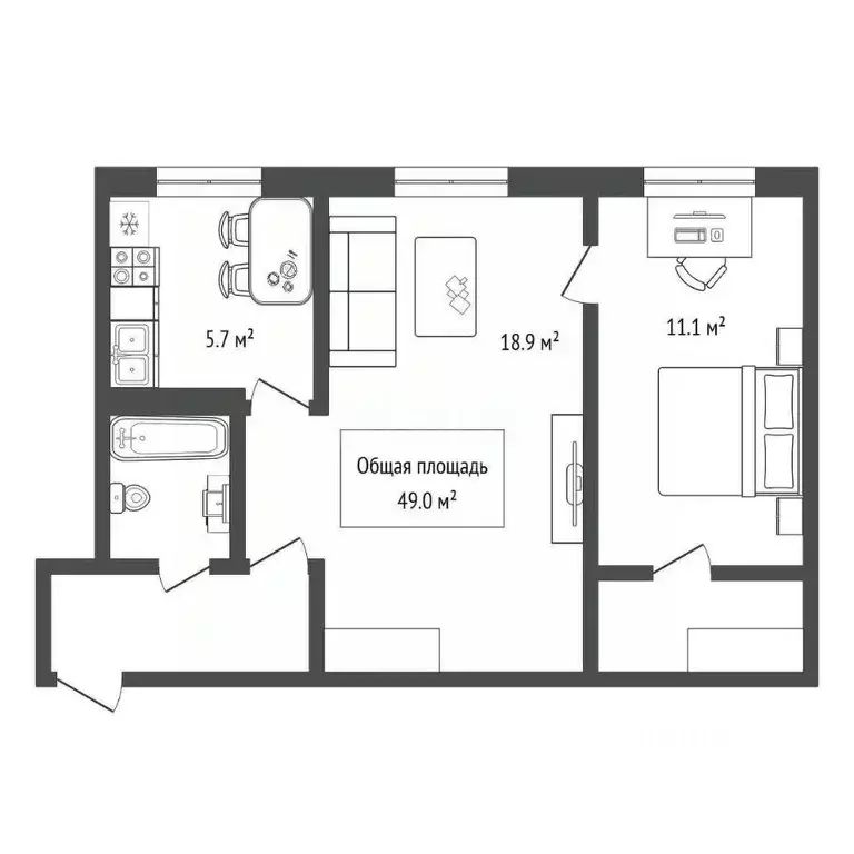 2-к кв. Новосибирская область, Новосибирск ул. Гоголя, 12 (49.0 м) - Фото 1