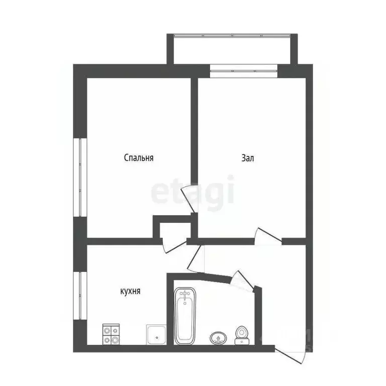 2-к кв. Крым, Симферополь ул. Кечкеметская (40.0 м) - Фото 1