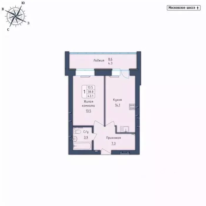 1-к кв. Орловская область, Орел Московское ш., 7Б (43.1 м) - Фото 0