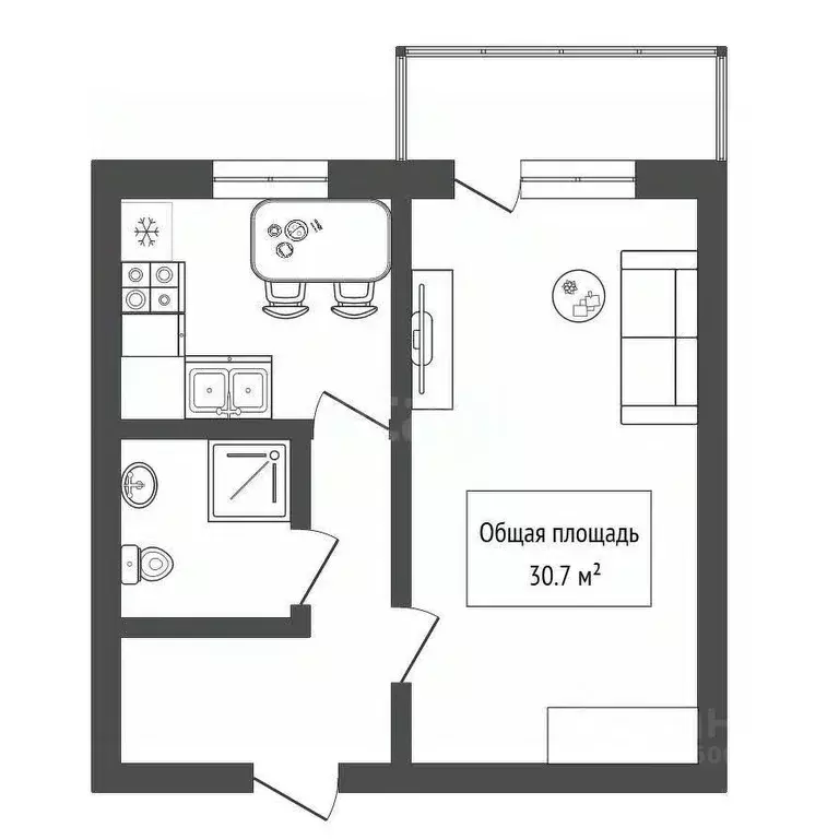 1-к кв. Алтай, Горно-Алтайск ул. Григория Чорос-Гуркина (30.7 м) - Фото 1