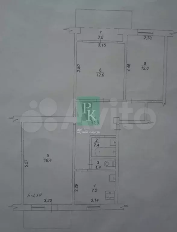 3-к. квартира, 69,5 м, 5/5 эт. - Фото 0