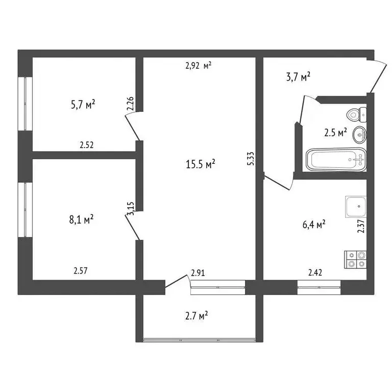 3-комнатная квартира: Саки, улица Гайнутдинова, 7 (43.4 м) - Фото 1
