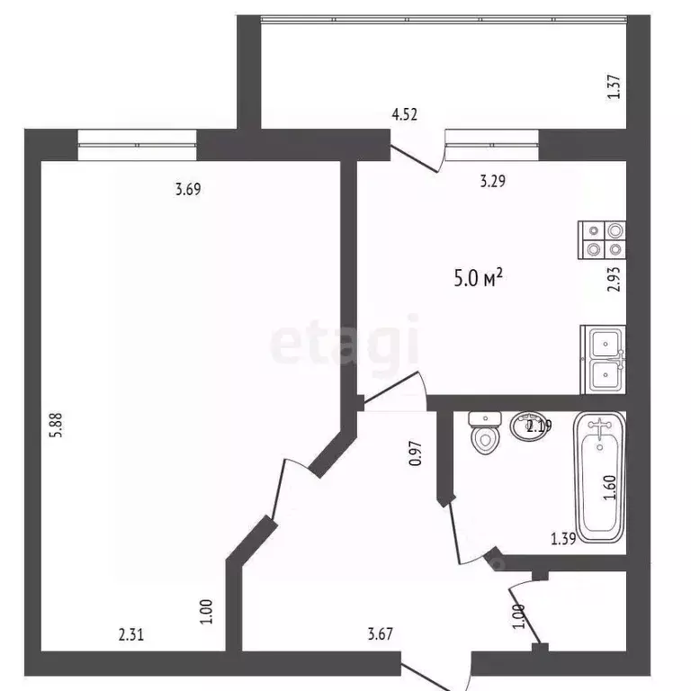 1-к кв. Ростовская область, Аксай ул. Коминтерна, 135/7 (44.0 м) - Фото 1