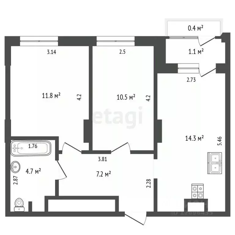 2-к кв. Московская область, Котельники ул. Сосновая, 1к1 (48.5 м) - Фото 1