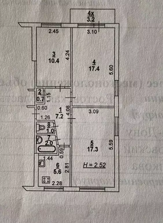 3-к. квартира, 62 м, 4/5 эт. - Фото 0