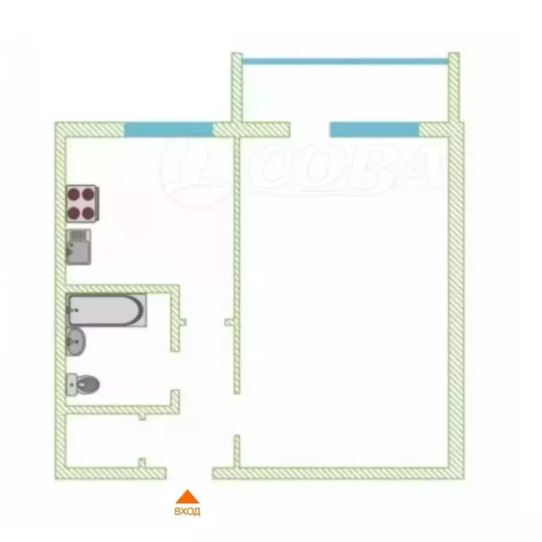 1-комнатная квартира: Боровский, Советская улица, 18 (32 м) - Фото 1