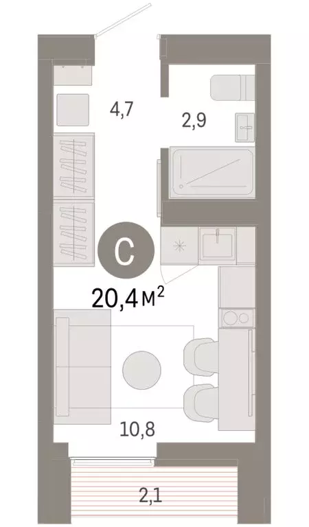 Квартира-студия: Екатеринбург, улица Гастелло, 19А (20.37 м) - Фото 1