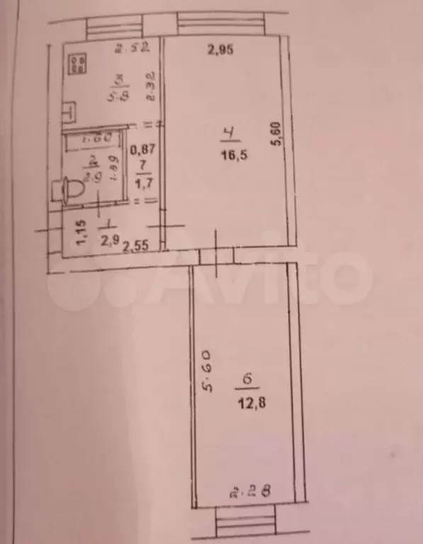 2-к. квартира, 42,6 м, 3/5 эт. - Фото 0