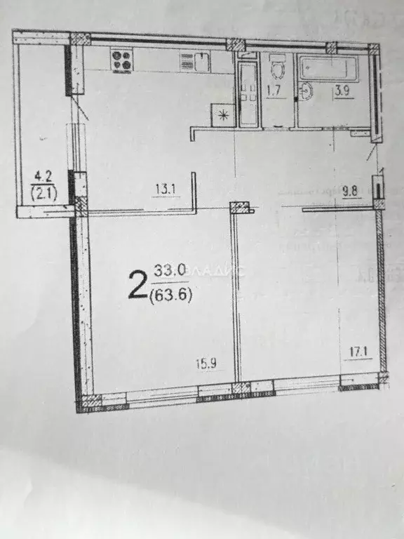 2-к кв. Пензенская область, Пенза Ладожская ул., 124 (61.5 м) - Фото 2