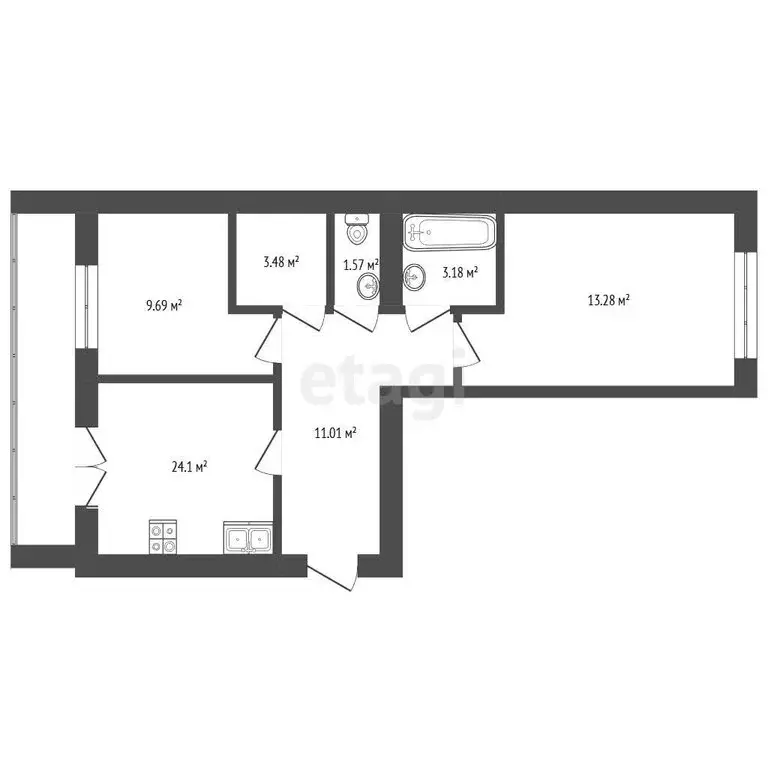 2-комнатная квартира: посёлок Знаменский, Новая улица, 11А (65.4 м) - Фото 1