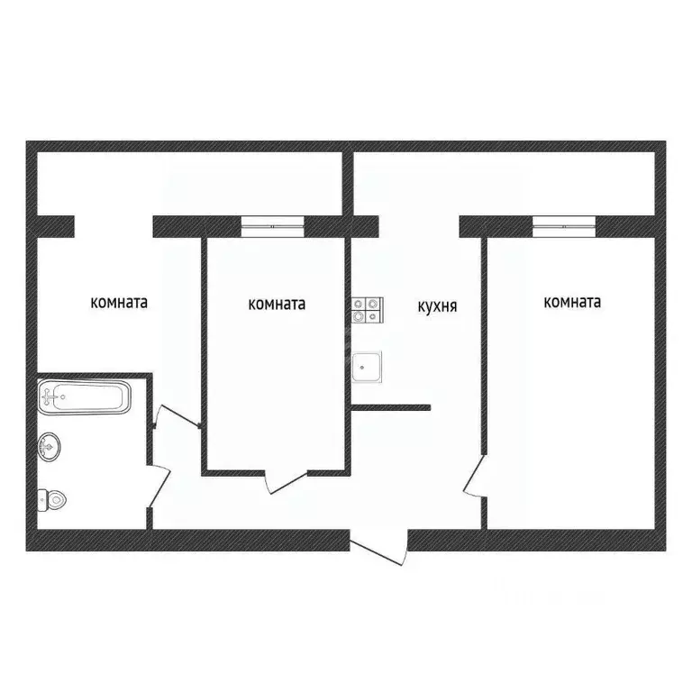 3-к кв. Ленинградская область, Кириши ул. Декабристов Бестужевых, 1 ... - Фото 2