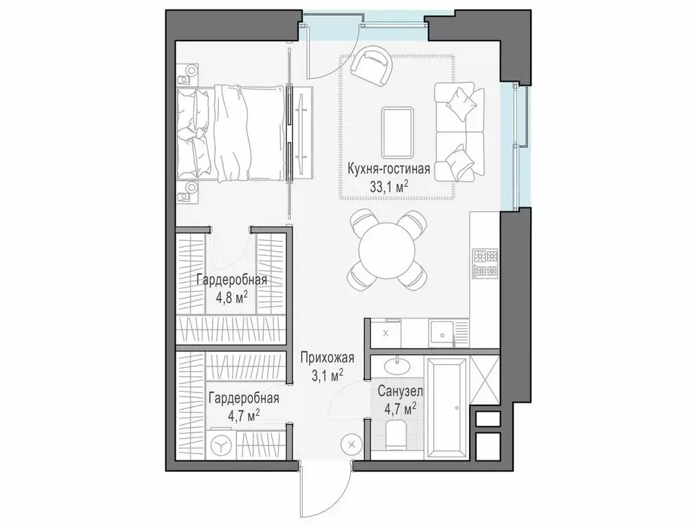 1-комнатная квартира: Москва, улица Ильинка, 3/8с4 (50.3 м) - Фото 0