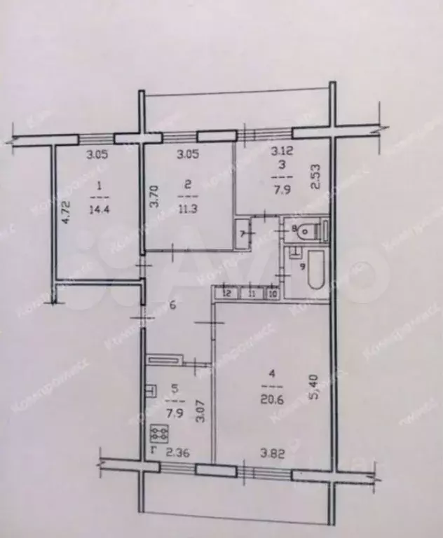 4-к. квартира, 78 м, 1/2 эт. - Фото 0