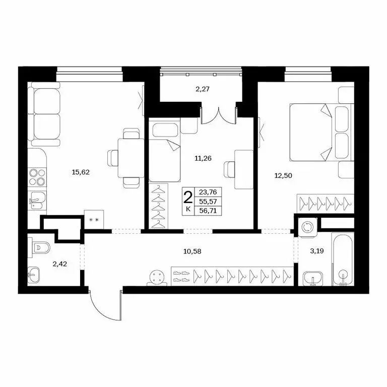 2-комнатная квартира: Нижний Новгород, микрорайон Ленгородок, ЖК Мёд ... - Фото 0