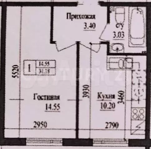 Аукцион: 1-к. квартира, 31,2 м, 1/5 эт. - Фото 0