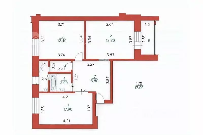 2-к кв. Чувашия, Чебоксары ул. Чапаева, 2 (59.7 м) - Фото 2