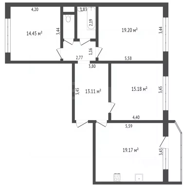 3-к кв. Тюменская область, Тюмень ул. Павла Шарова, 9 (86.6 м) - Фото 2
