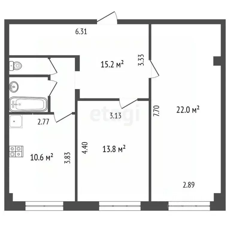 2-к кв. Московская область, Одинцово Молодежная ул., 1Б (67.1 м) - Фото 2