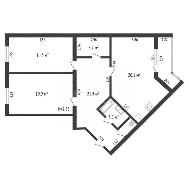 2-к кв. Амурская область, Благовещенск Игнатьевское ш., 12/3 (97.0 м) - Фото 1
