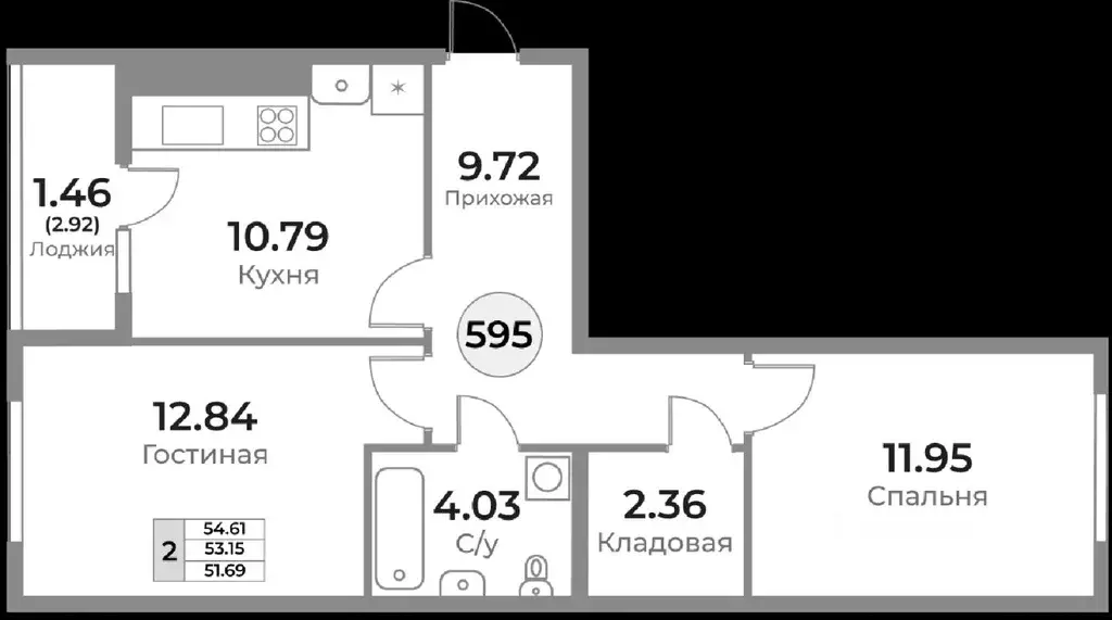 2-к кв. Калининградская область, Калининград Пригородная ул. (53.15 м) - Фото 1