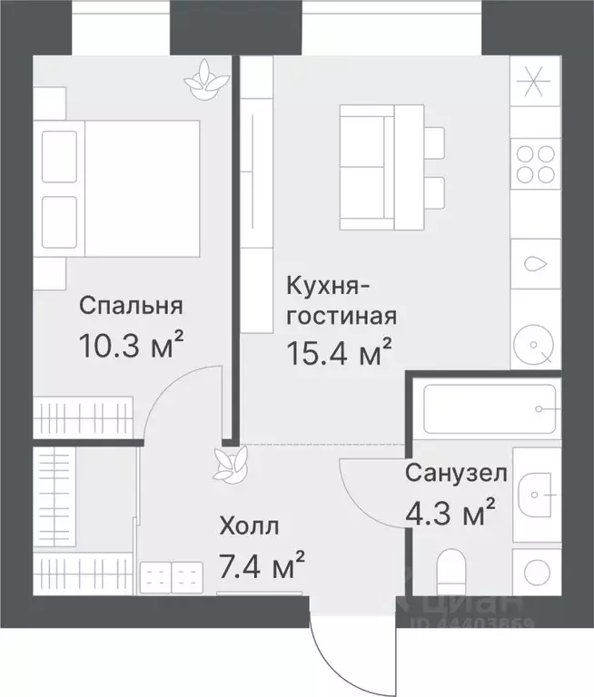 1-к кв. Тюменская область, Тюмень Кремлевская ул., 95 (37.4 м) - Фото 0