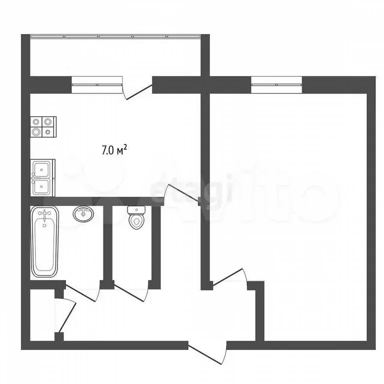 1-к. квартира, 30,6 м, 5/5 эт. - Фото 0