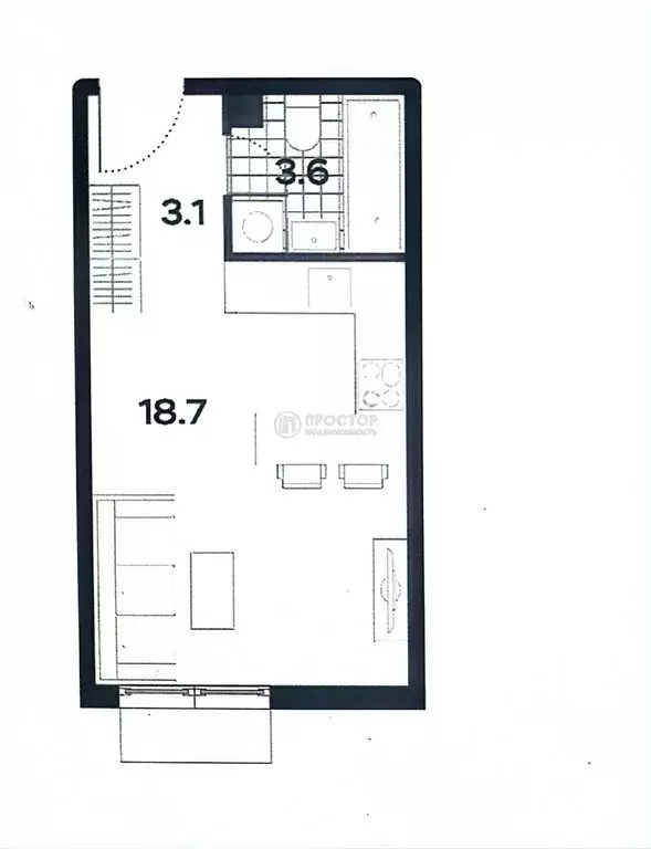 Квартира-студия: Москва, улица Красного Маяка, 26к4 (25.5 м) - Фото 1