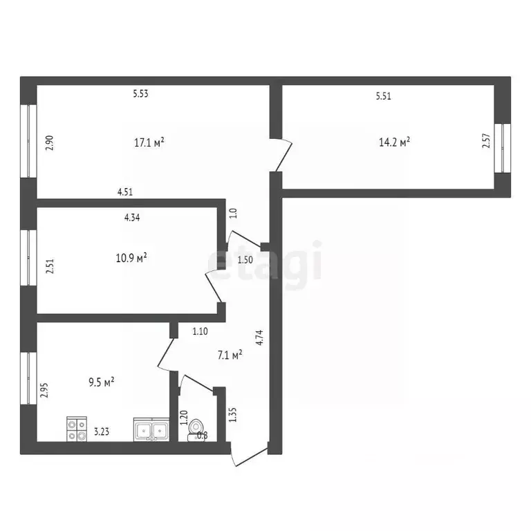 3-к кв. Башкортостан, Стерлитамакский район, с. Первомайское Школьная ... - Фото 2