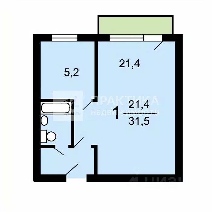 Квартира, 1 комната, 32 м - Фото 1