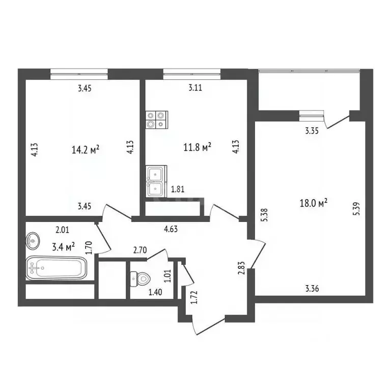 2-к кв. Москва проезд Черепановых, 10 (57.4 м) - Фото 2