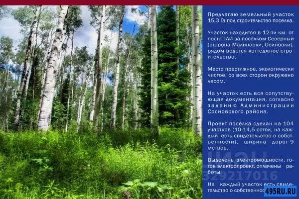 Участок в Челябинская область, Сосновский муниципальный округ, д. ... - Фото 1