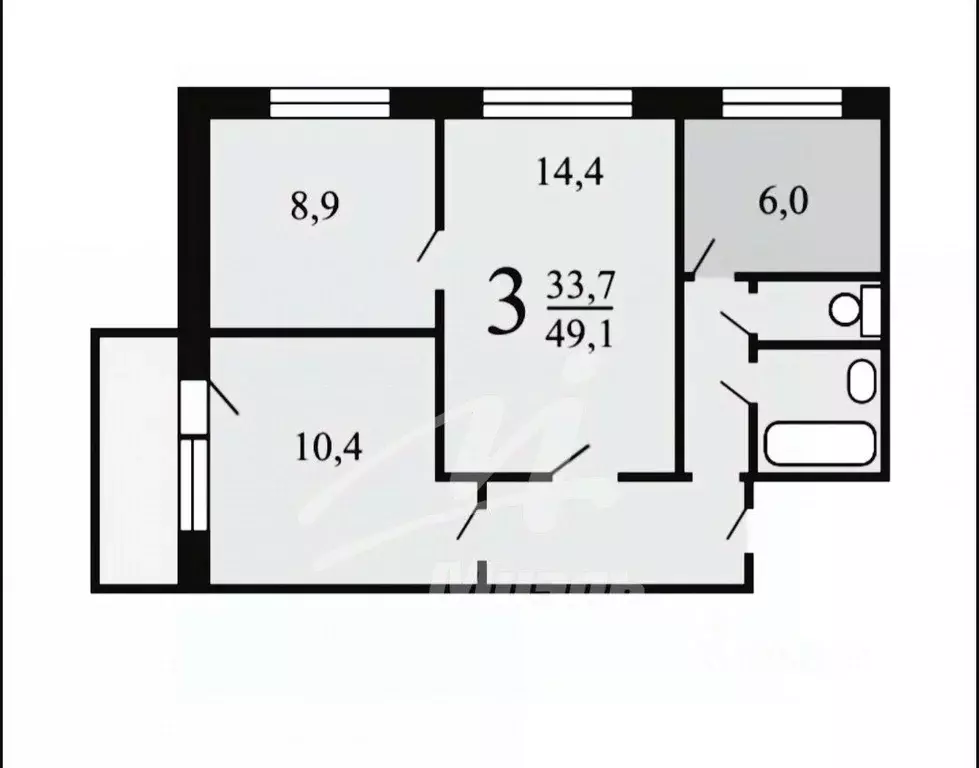 3-к кв. Москва Судостроительная ул., 3К2 (51.0 м) - Фото 1