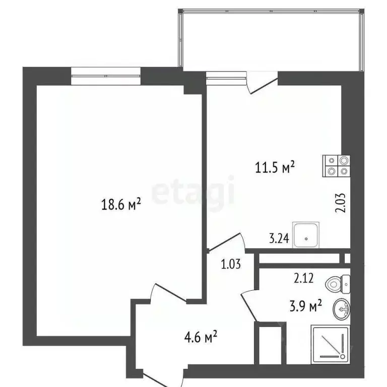 1-к кв. Крым, Симферополь ул. Батурина (40.0 м) - Фото 2