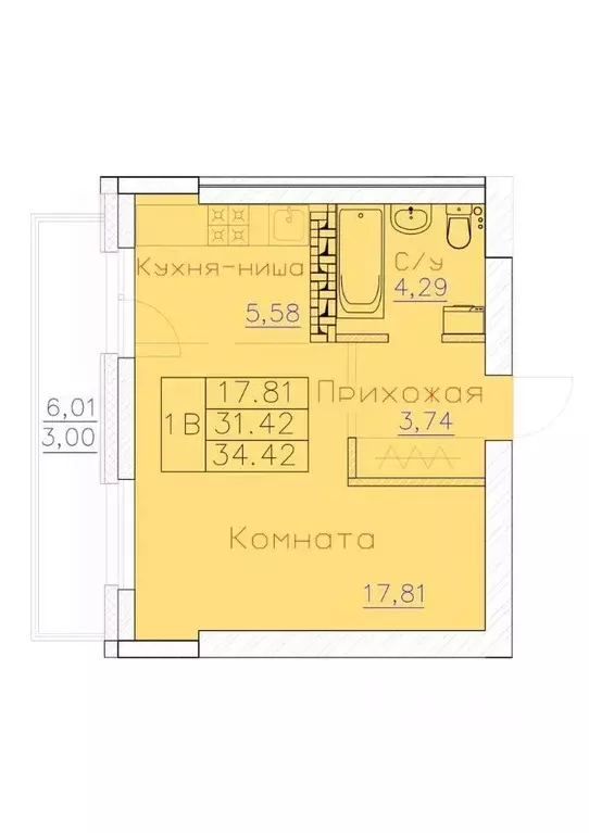 1-к кв. Томская область, Северск ул. Ленина, 116 (34.42 м) - Фото 0