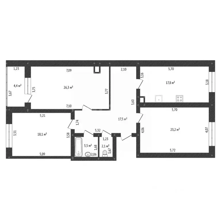 3-к кв. Башкортостан, Уфа ул. Зайнаб Биишевой, 5/1 (114.0 м) - Фото 1