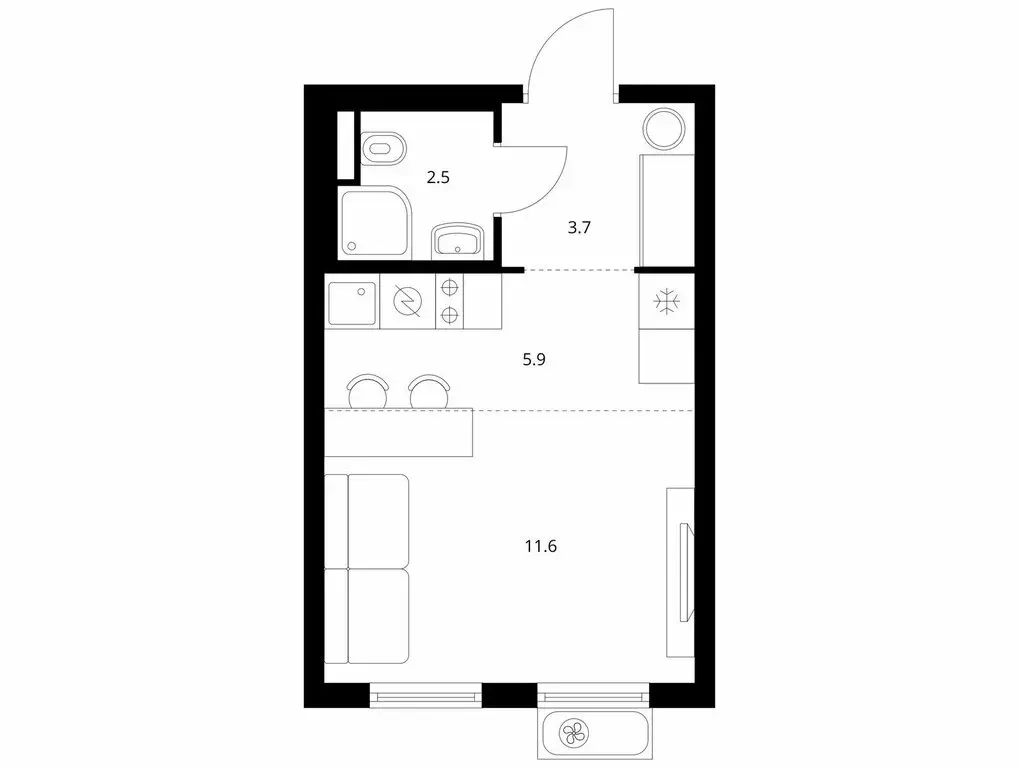 Квартира-студия: Мытищи, жилой комплекс Яуза Парк, к11 (23.7 м) - Фото 1